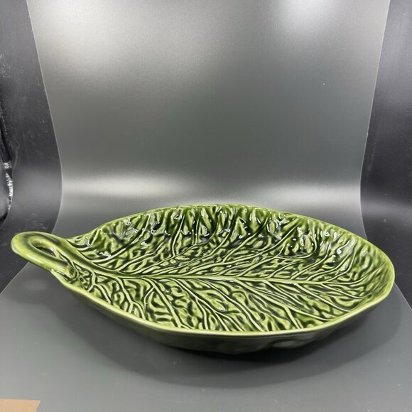 Subtil Portugal Ceramic Green Cabbage Leaf Dish Serving Platter Large 16inch VTG - Picture 14 of 16